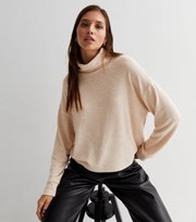 New Look Cream Brushed Knit Roll Neck Boxy Top